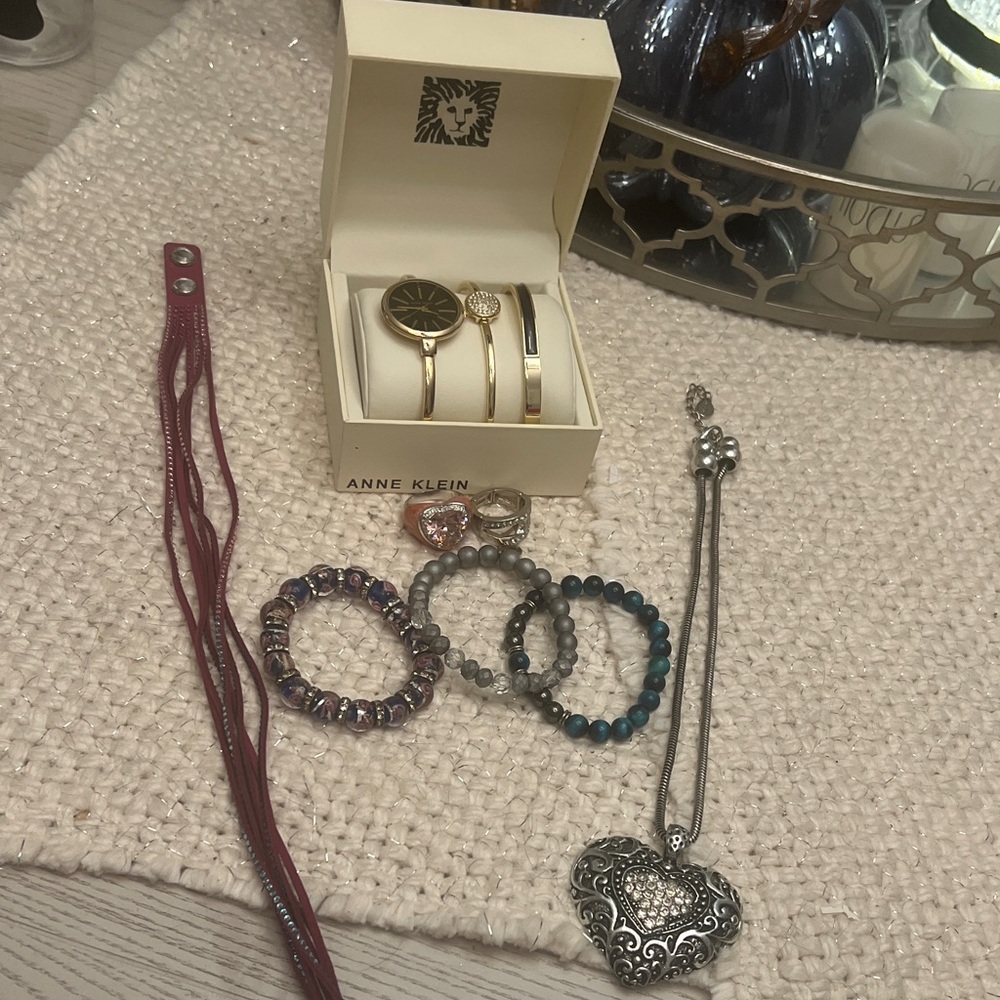 Anne Klein Gold and Black Bracelet Trio and jewelry bundle